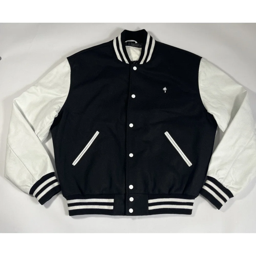 Palm Tree Crew Mens Icon Varsity Jacket Black Large‎